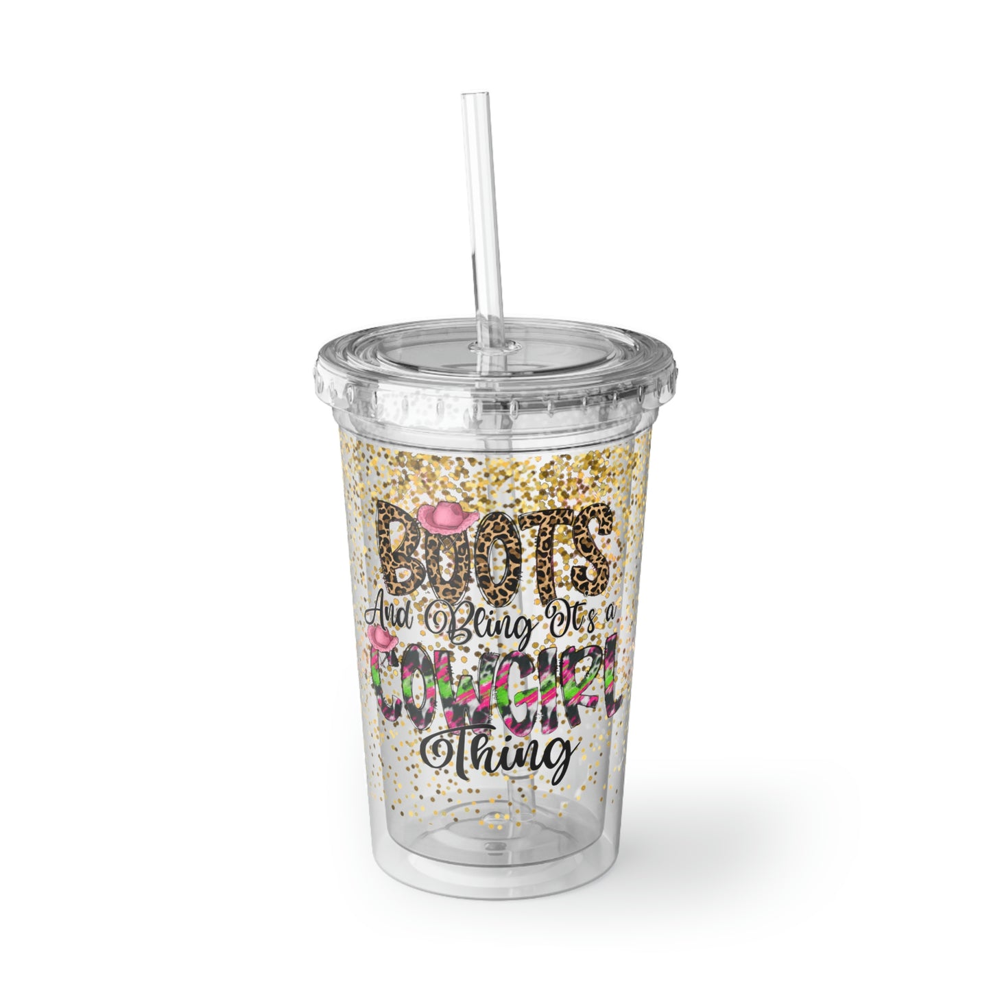 Cowboy Boots and Bling Acrylic Cup with straw | Gift for Her