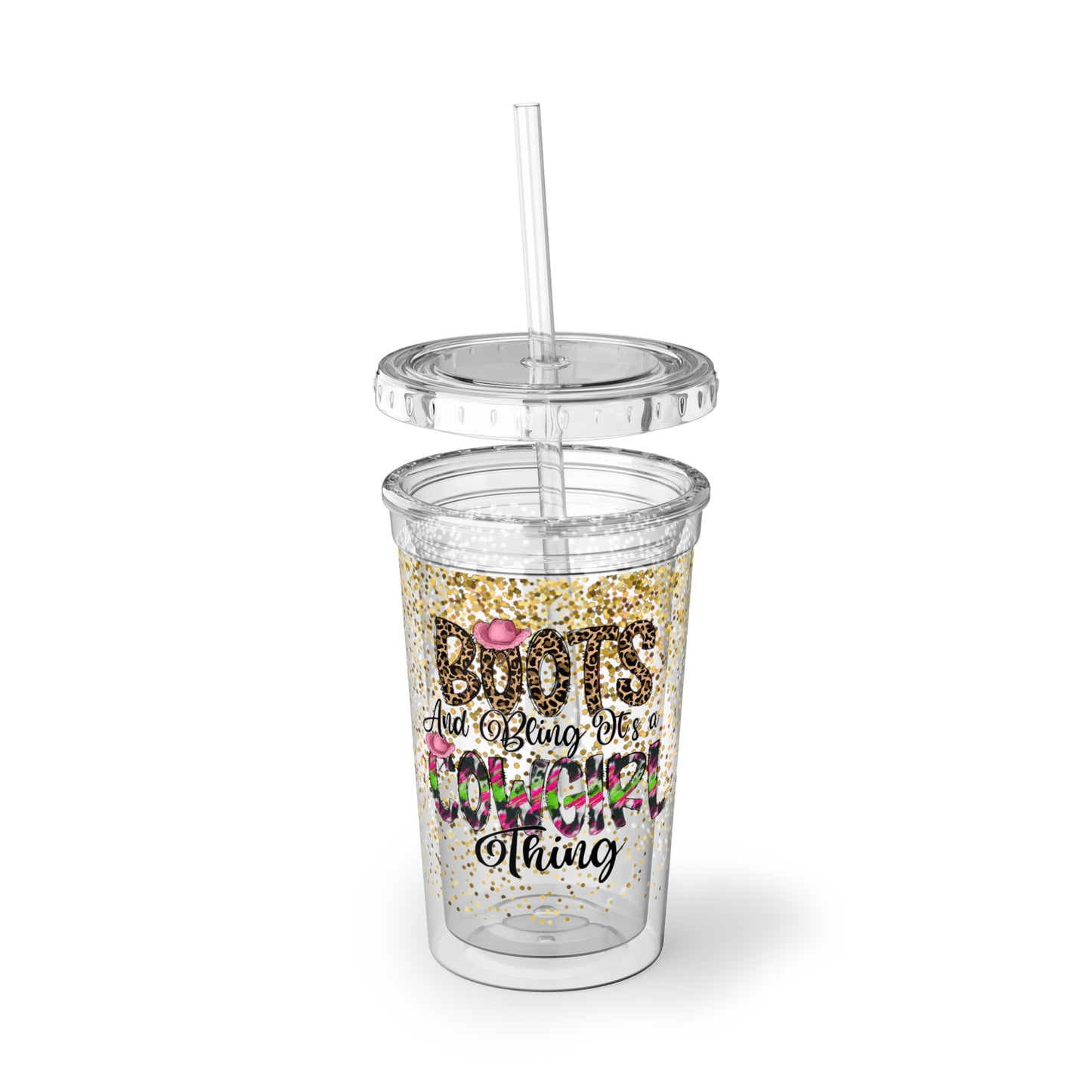 Cowboy Boots and Bling Acrylic Cup with straw | Gift for Her