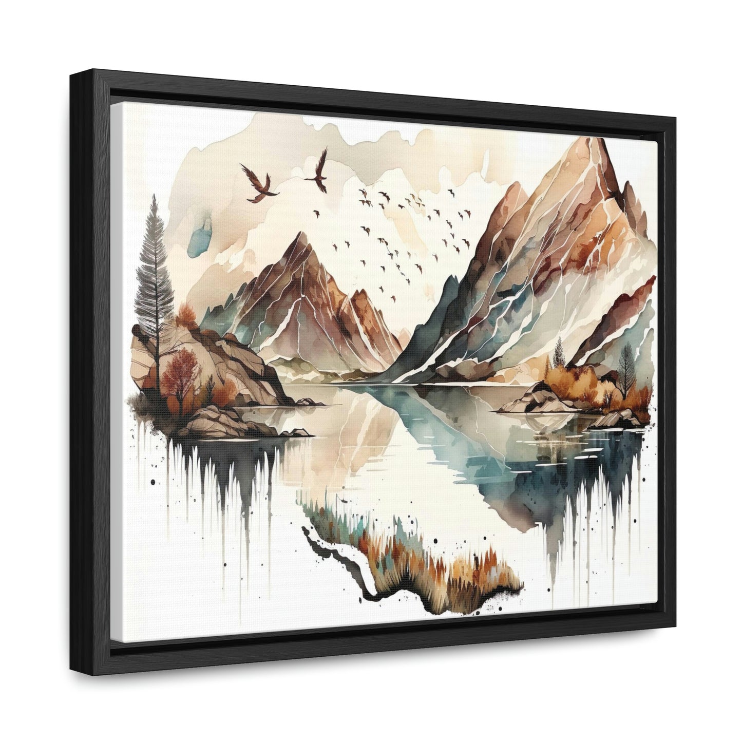 Mountain on a lake - Gallery Canvas Wraps, Horizontal Frame