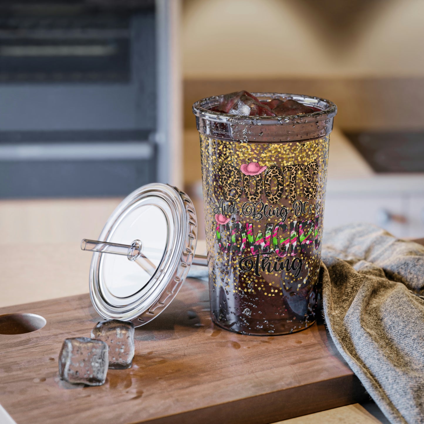 Cowboy Boots and Bling Acrylic Cup with straw | Gift for Her