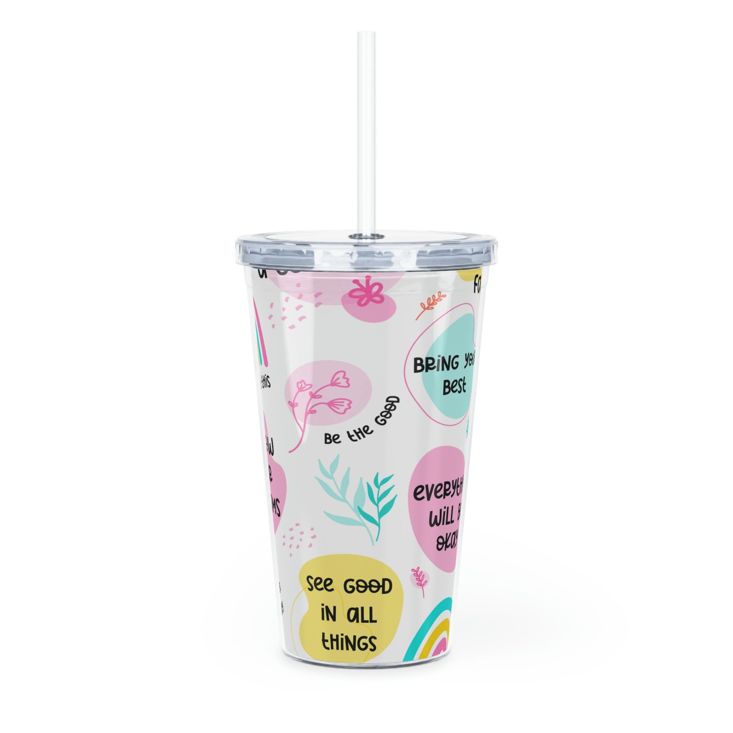Mental Health - Plastic Tumbler with Straw