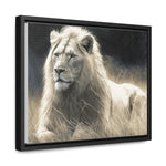 White Lion Sketch on Canvas- Gallery Canvas Wraps, Horizontal Frame