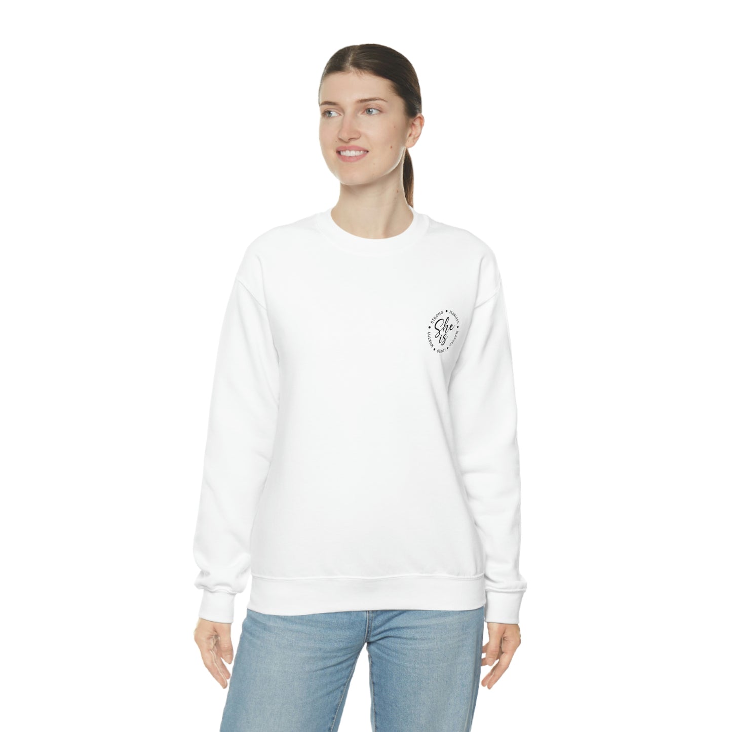 For Her | Mother's Day | Bestie | She Is.. Worthy, Fearless, Blessed, Strong, Loved | Crewneck Sweatshirt