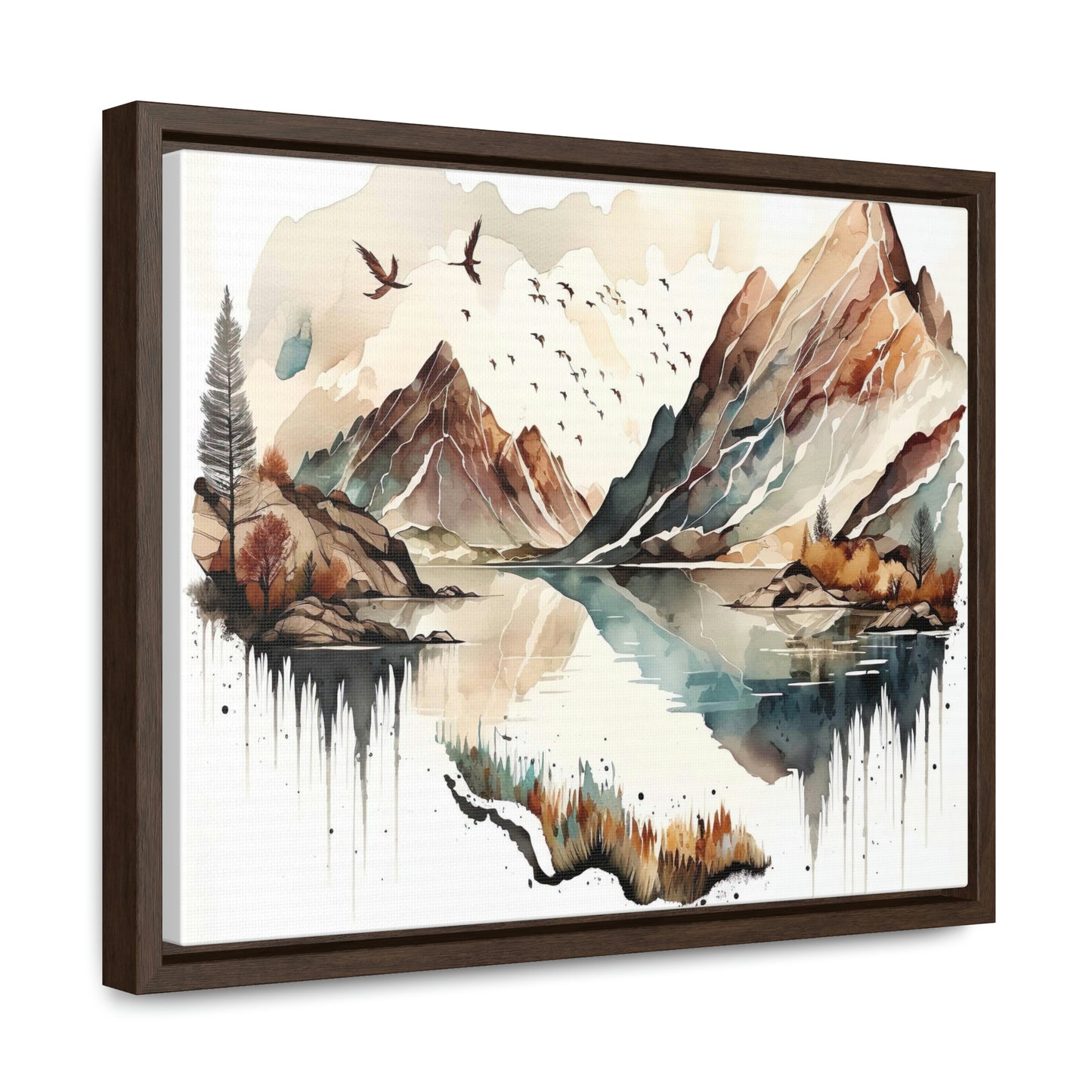 Mountain on a lake - Gallery Canvas Wraps, Horizontal Frame