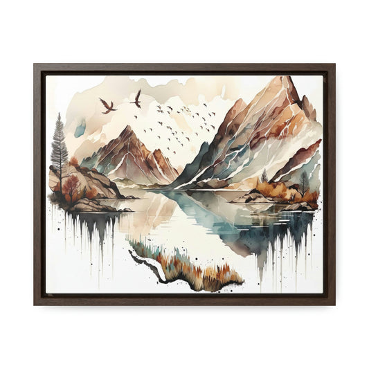 Mountain on a lake - Gallery Canvas Wraps, Horizontal Frame
