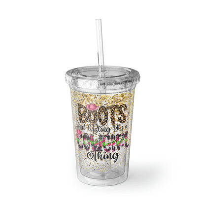Cowboy Boots and Bling Acrylic Cup with straw | Gift for Her