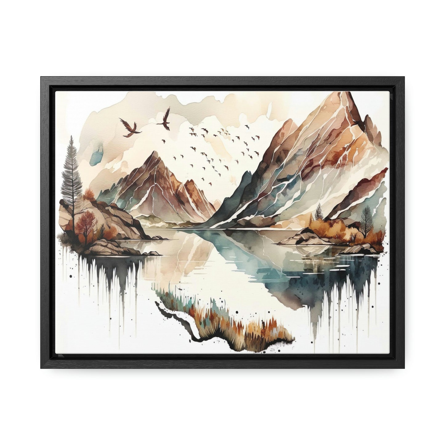 Mountain on a lake - Gallery Canvas Wraps, Horizontal Frame