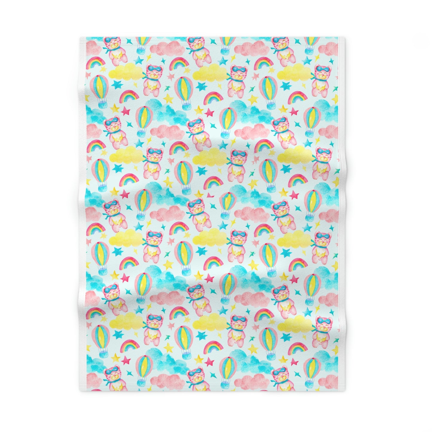 Balloons Bears and Rainbows Soft Fleece Baby Blanket