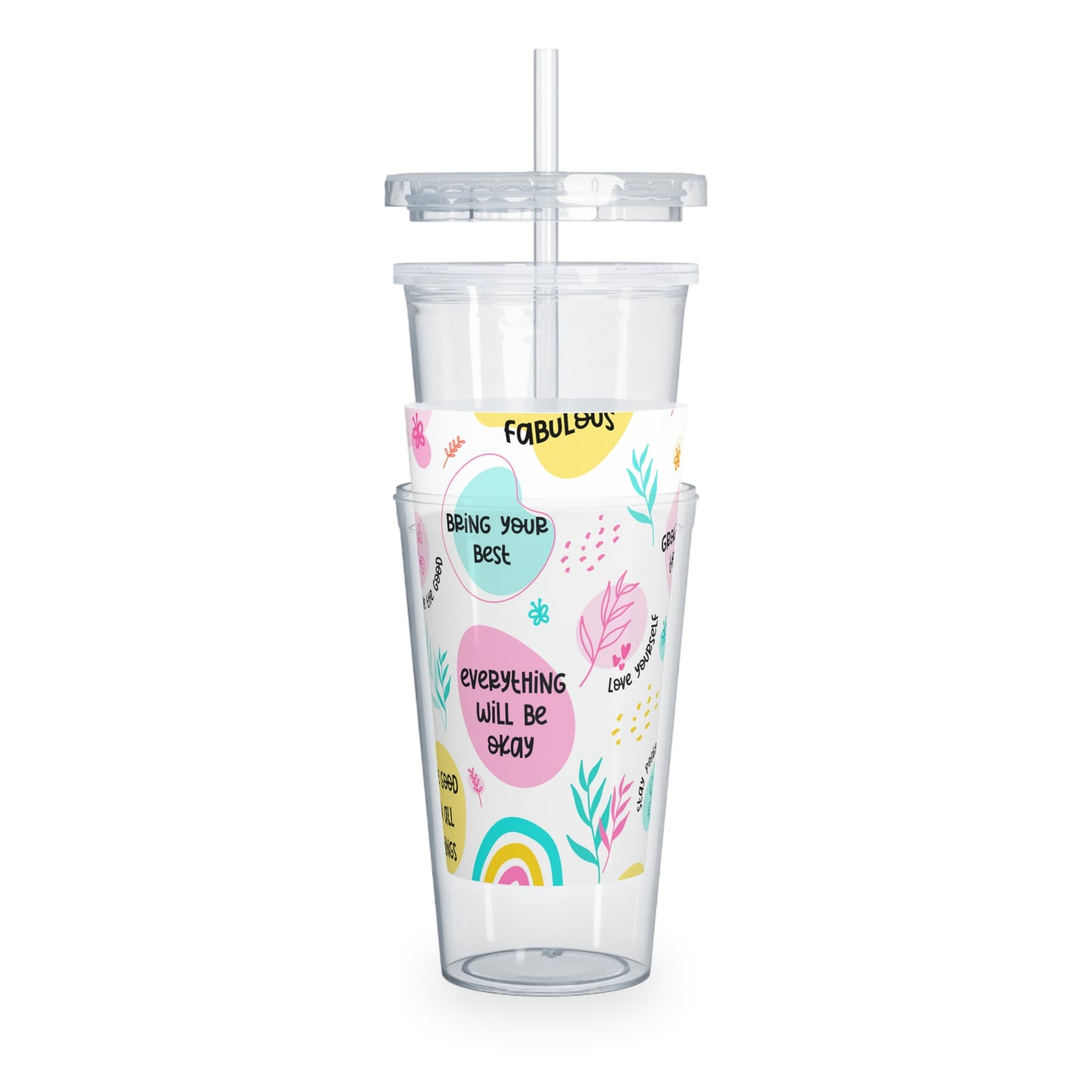 Mental Health - Plastic Tumbler with Straw