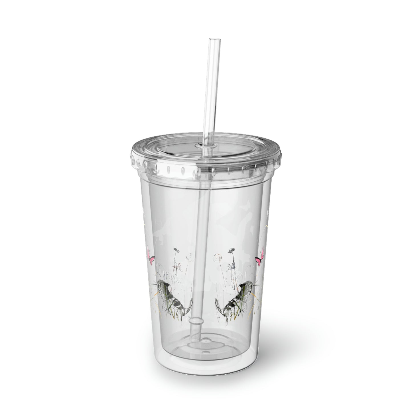Kittens and Butterflies Acrylic Cup with straw | Gift for Her | Cat Lovers