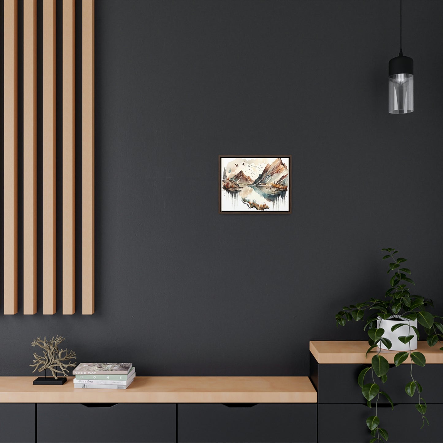 Mountain on a lake - Gallery Canvas Wraps, Horizontal Frame