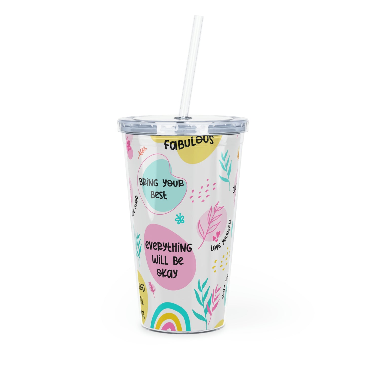 Mental Health - Plastic Tumbler with Straw