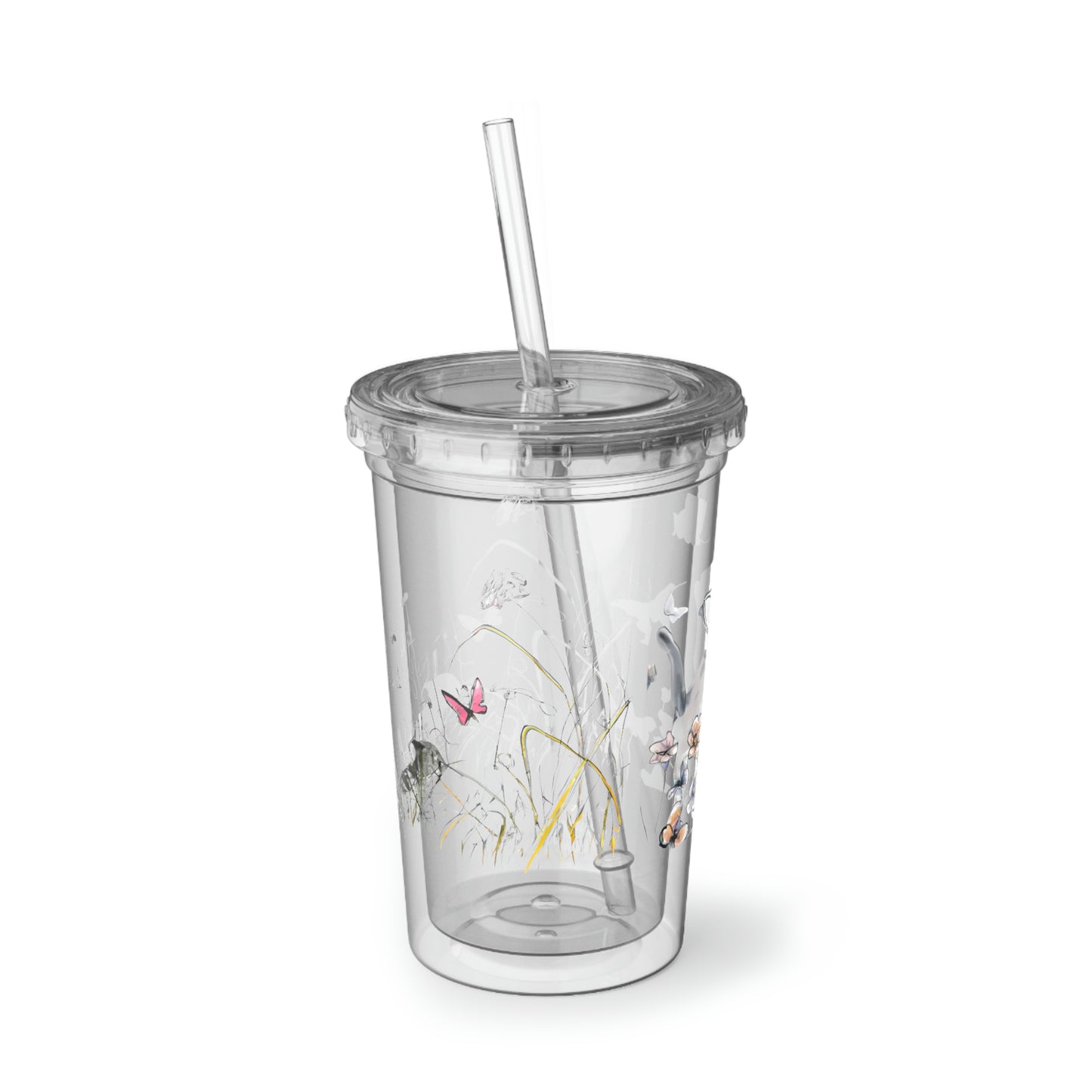 Kittens and Butterflies Acrylic Cup with straw | Gift for Her | Cat Lovers