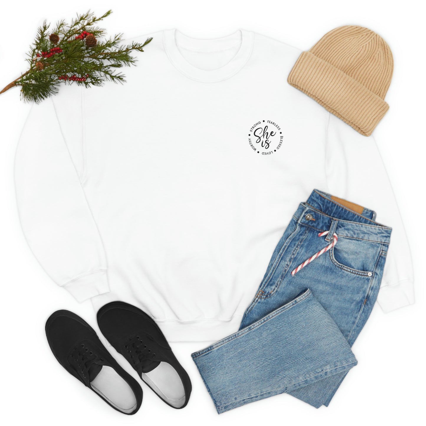 For Her | Mother's Day | Bestie | She Is.. Worthy, Fearless, Blessed, Strong, Loved | Crewneck Sweatshirt