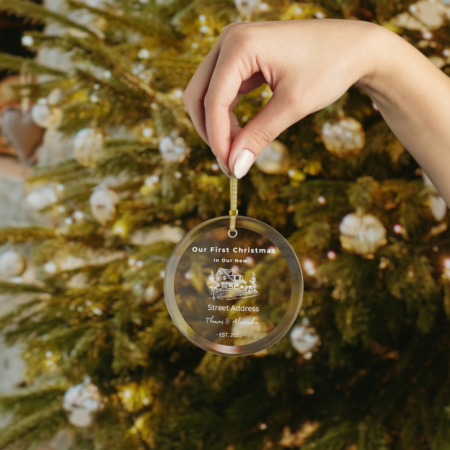 Personalized First Christmas in our new home - Glass Ornament | New Home Ornament | Christmas Ornament | Keepsake Gift
