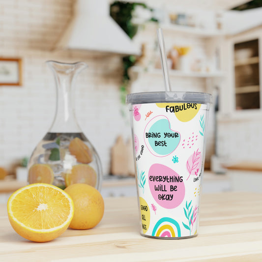 Mental Health - Plastic Tumbler with Straw