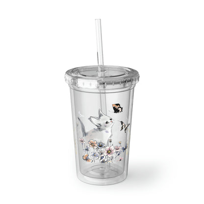 Kittens and Butterflies Acrylic Cup with straw | Gift for Her | Cat Lovers